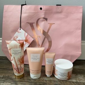 Victoria’s Secret Coconut Milk & Rose 4 pc set w/ bag **Brand New**